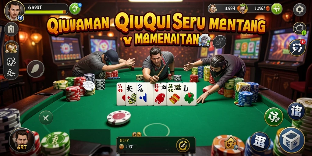 Screenshot gameplay QiuQiu yang penuh intensitas.
