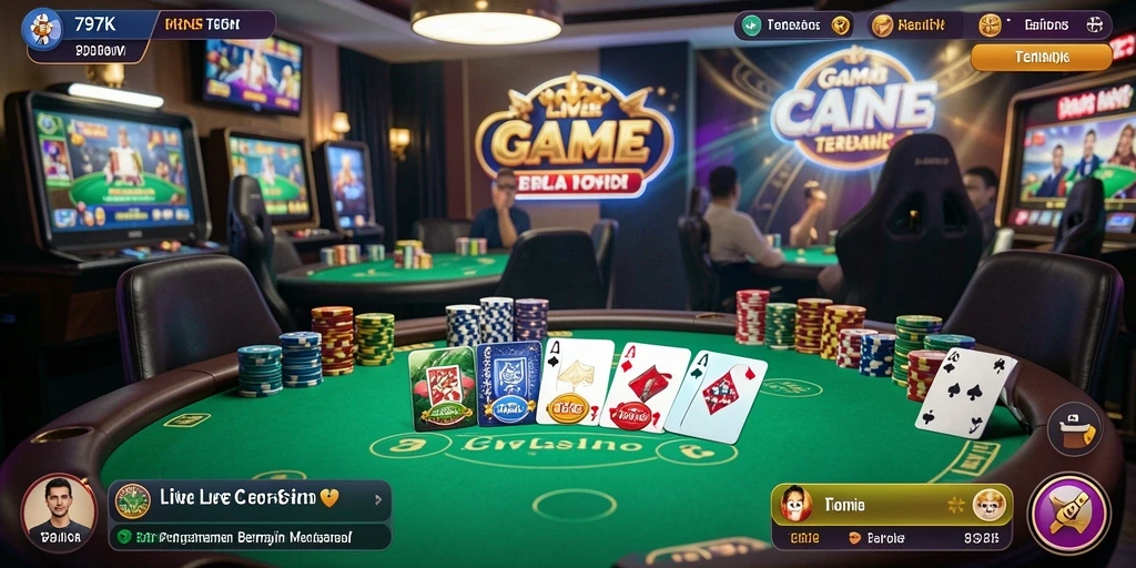 Screenshot utama 797K menampilkan dealer Live Casino yang profesional.
