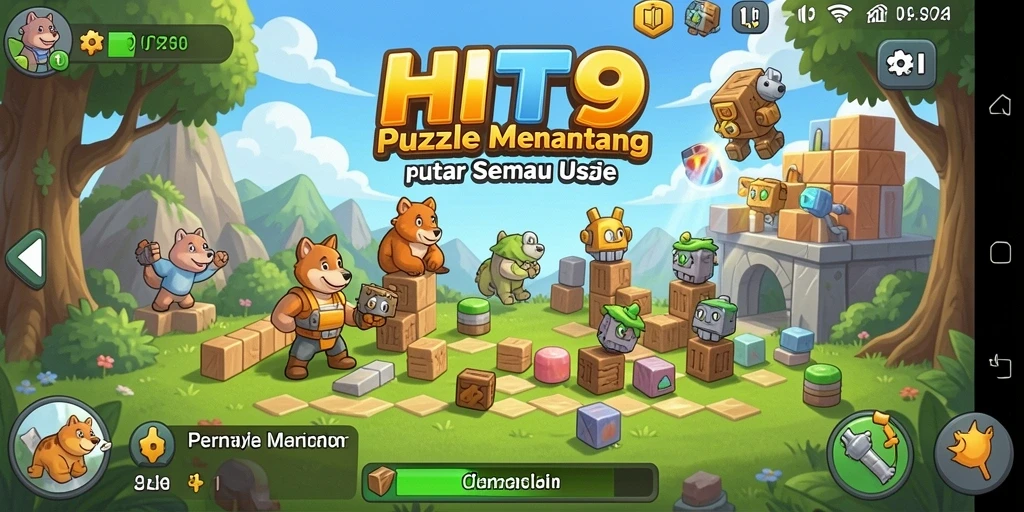 Tampilan gameplay HIT9 yang menampilkan berbagai teka-teki menarik.