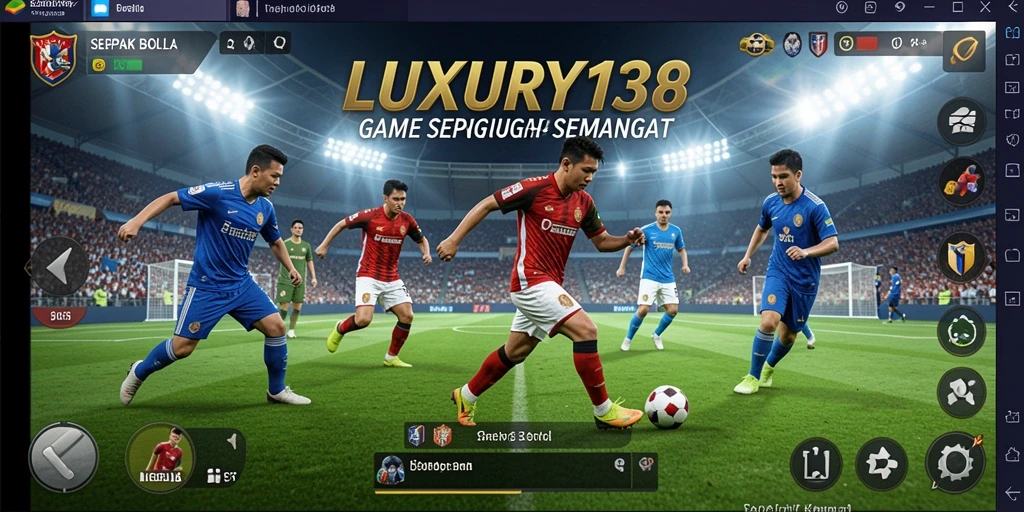 Tampilan gameplay menakjubkan di LUXURY138 yang menampilkan aksi sepak bola.