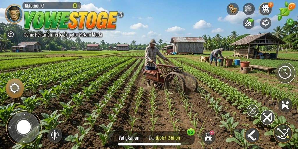 Tampilan gameplay menarik dari YOWESTOGEL yang memperlihatkan aktivitas bertani.